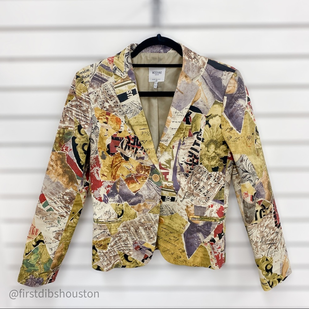 Moschino Vintage Music Art Collage Print Blazer